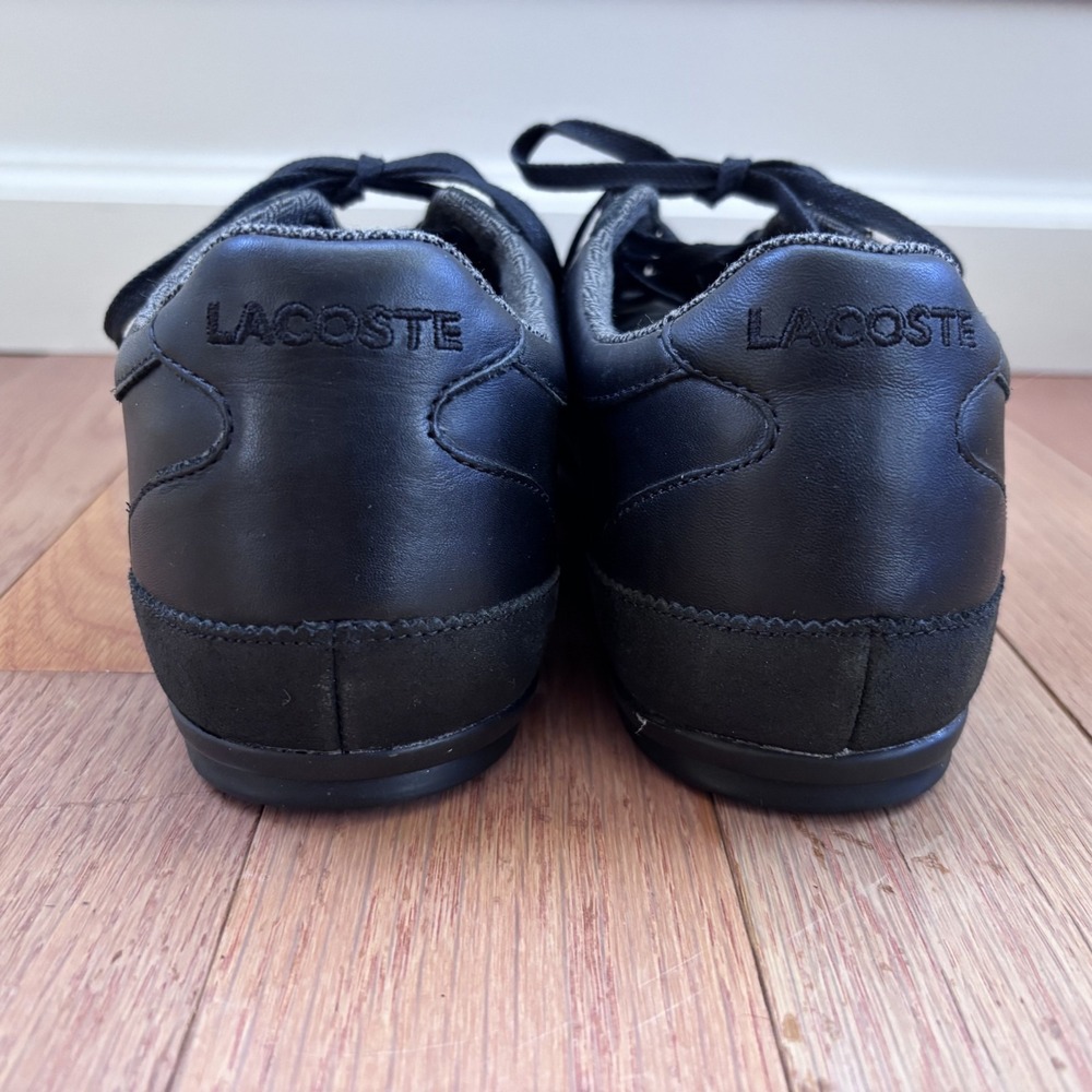 Lacoste Misano 25 SRM Black‎ Leather Shoes Men's Size 10.5 Dress Casual Sneakers View 6